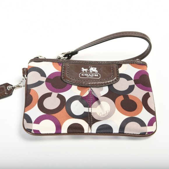 Vintage, Coach, Satin and Leather, Insignia, Madison Graphic, Wristlet, {NIB} - Picture 1 of 6